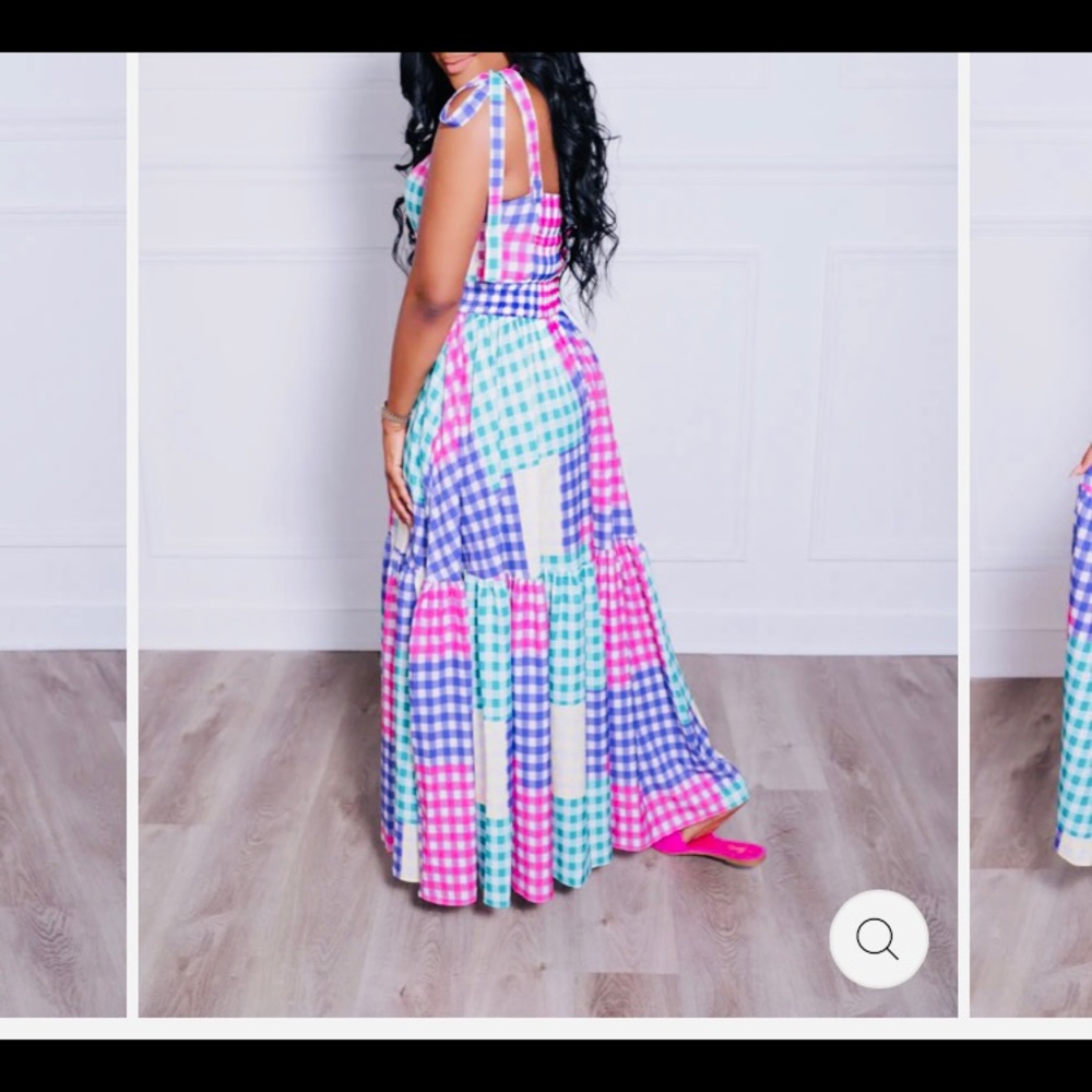 Two piece crop set with maxi skirt and shoulder ties top.